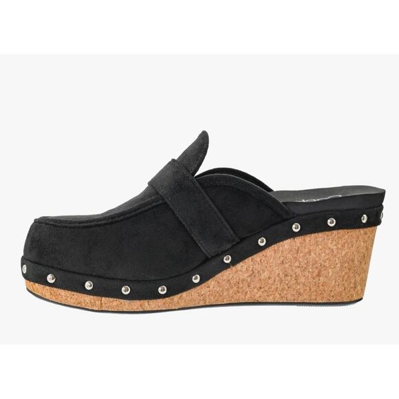 Corkys Shoes - Corky's Black Size 9 Just Precious Slip On Wedge 2.5" Memory Foam Insoles EUC